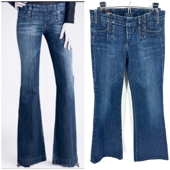 Citizens Of Humanity Size 29 Cadet #008 Stretch Low Rise Wide Leg Flare Jeans - Picture 1 of 14
